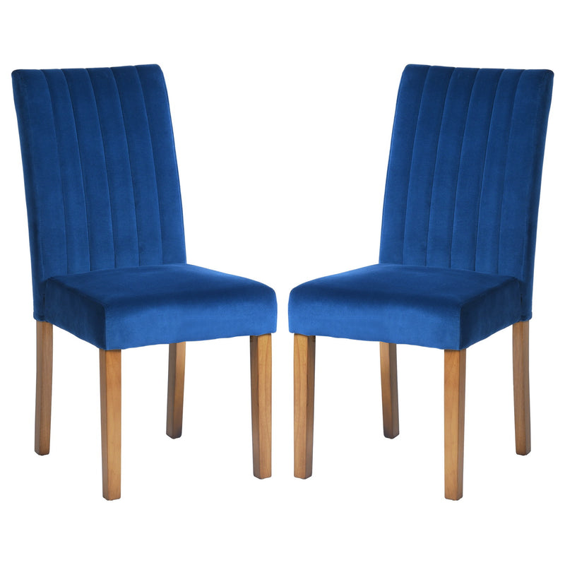 Dining Chair with Channel Tufted Velvet Upholstered-Set of 2,bule