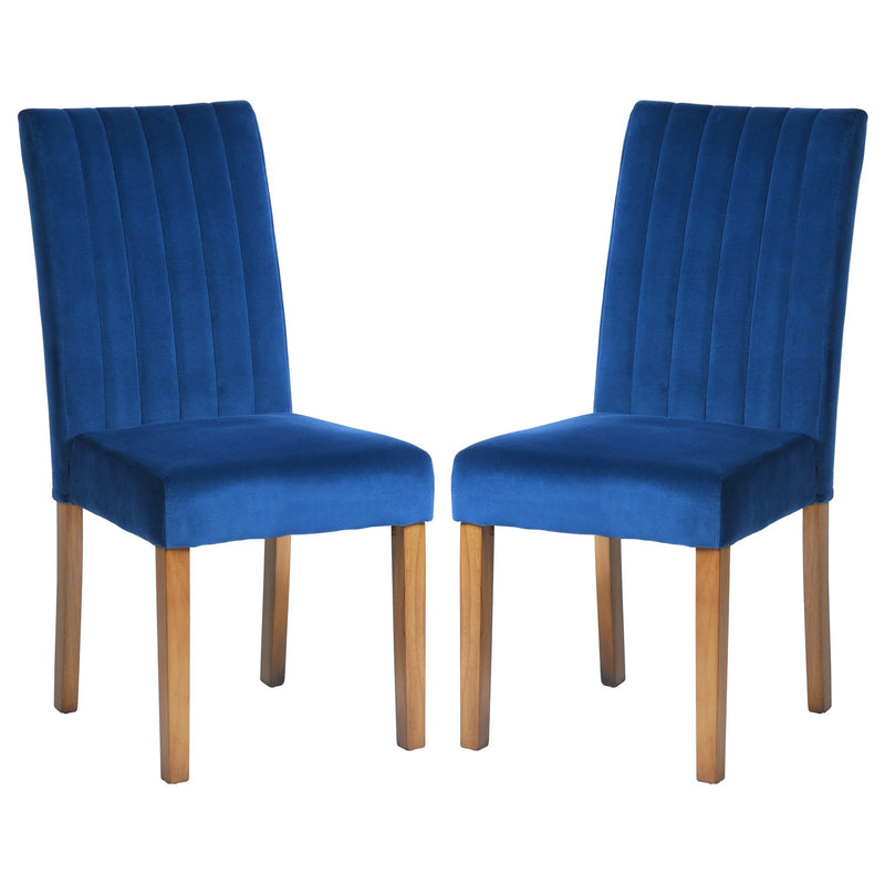 Dining Chair with Channel Tufted Velvet Upholstered-Set of 2,bule