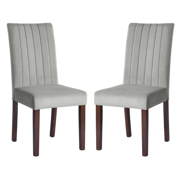 Dining Chair with Channel Tufted Velvet Upholstered-Set of 2,Grey