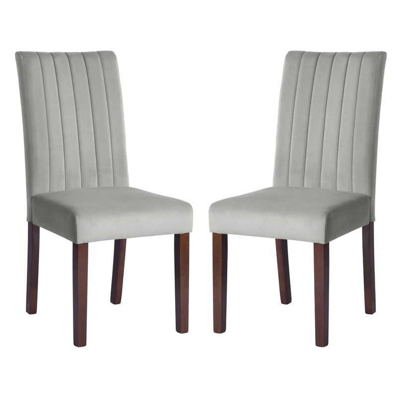 Dining Chair with Channel Tufted Velvet Upholstered-Set of 2,Grey