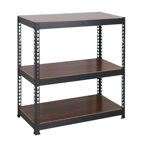 Brown Metal Standard Bookcase 2-Layers Shelves GALAHAD - HomyCasa
