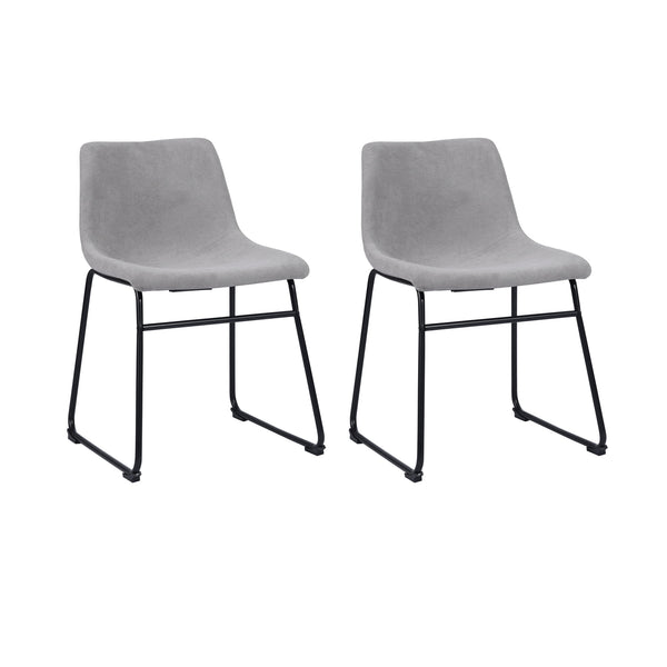 Upholsterd Dining Side Chairs Set of 2 with Backrest & Metal Frame, Gray