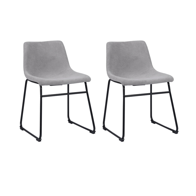 Upholsterd Dining Side Chairs Set of 2 with Backrest & Metal Frame, Gray