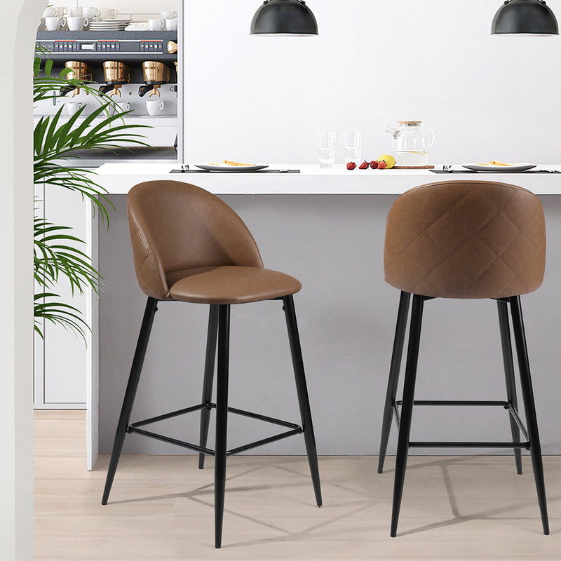 HASEEB 2-Piece Barstools with Footrest for Kitchen Dining Room