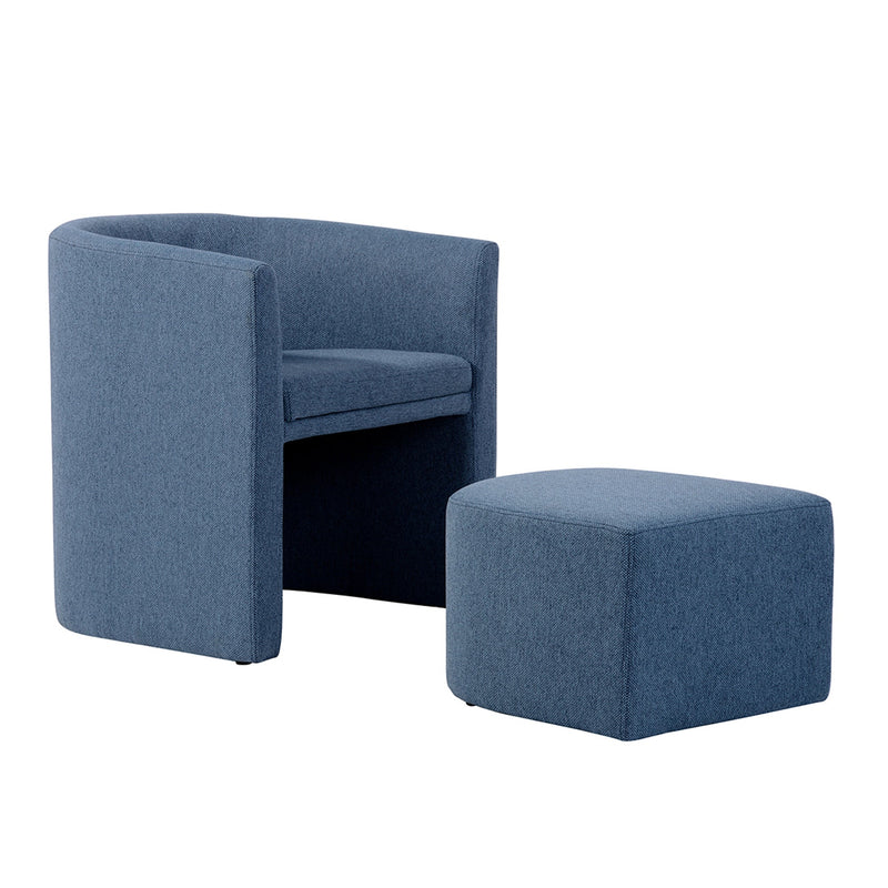 Living Room Accent Chair with Ottoman Blue