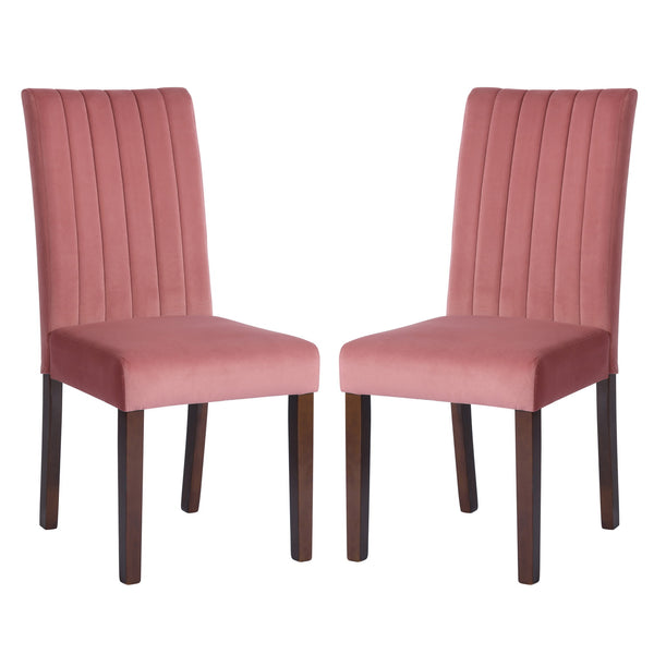 Dining Chair with Channel Tufted Velvet Upholstered,Set of 2 Pink