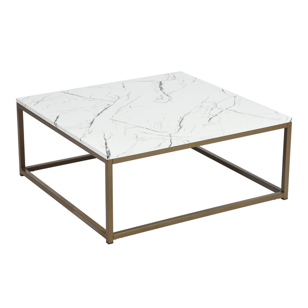 Marbling Square Coffee Table Gold Leg