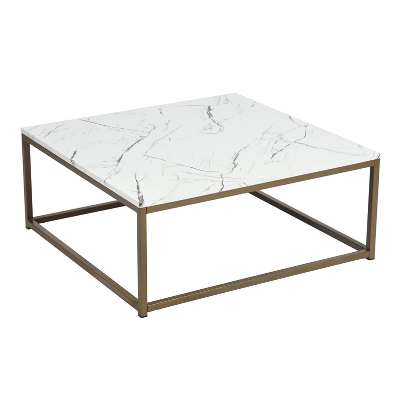 Marbling Square Coffee Table Gold Leg