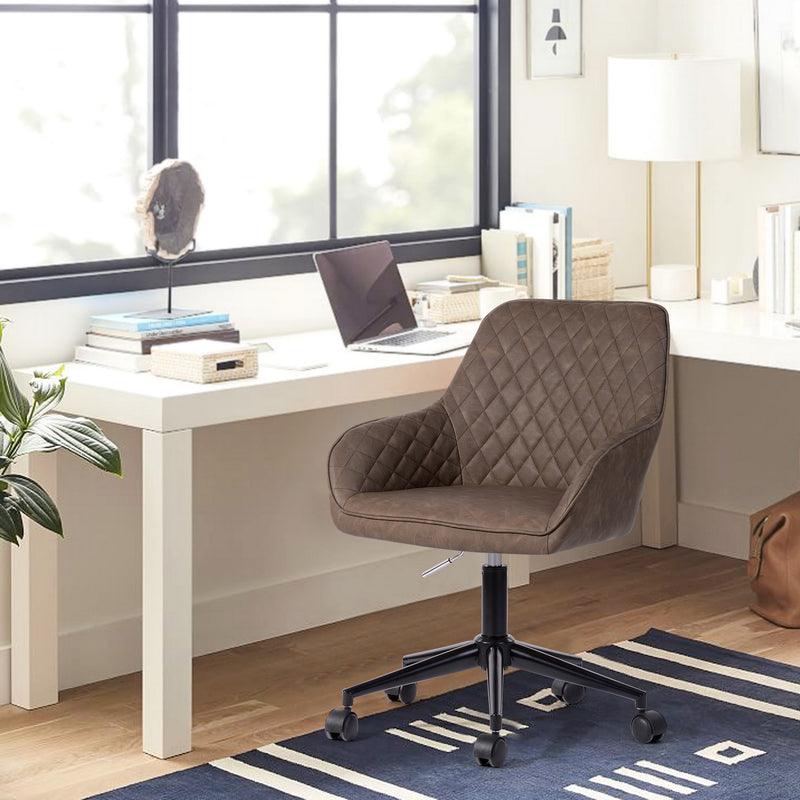 BAYNES Task Chair Mid Back with Arm Adjustable Height Swivel Faux Leather Office China for Home Office