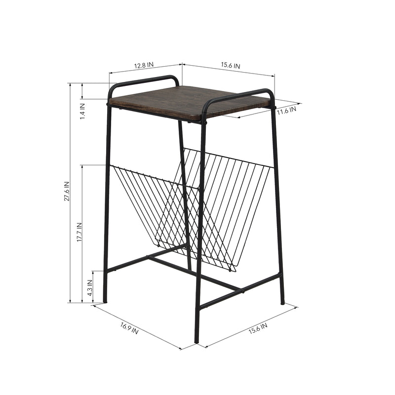 BRISSETT Magazine Rack with Wood Tabletop