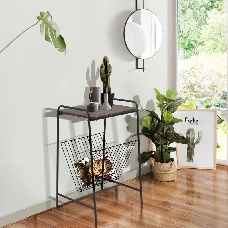 BRISSETT Magazine Rack with Wood Tabletop