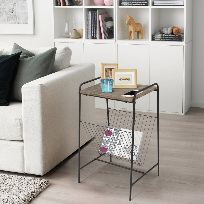 BRISSETT Magazine Rack with Wood Tabletop
