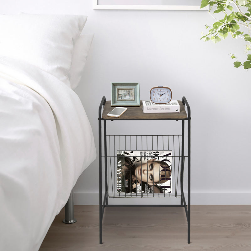 BRISSETT Magazine Rack with Wood Tabletop