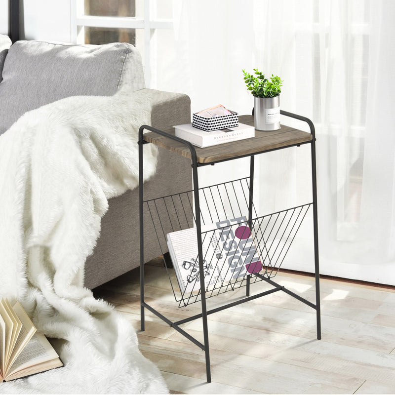 BRISSETT Magazine Rack with Wood Tabletop