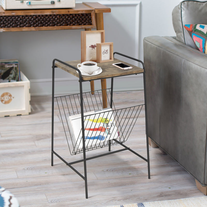 BRISSETT Magazine Rack with Wood Tabletop