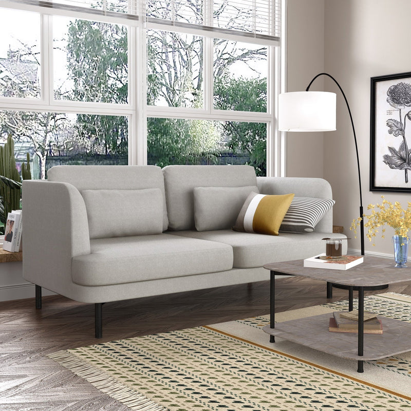 CLEMENCY Arm Chesterfield Loveseat with Reversible Cushions