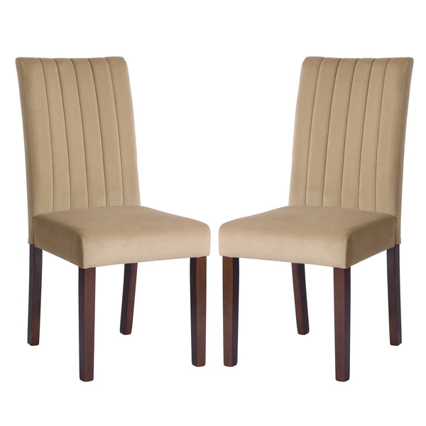Dining Chair with Channel Tufted Velvet Upholstered-Set of 2,Taupe