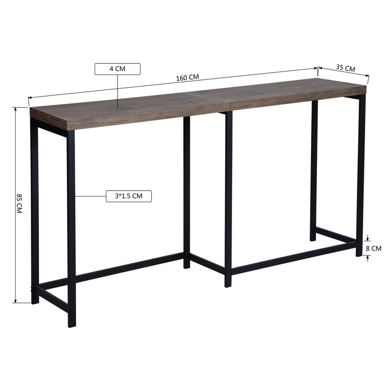 63'' Industrial Long Console Table with Metal Frame, Entry Console Table for Entrance, Couch Console Table for Living Room