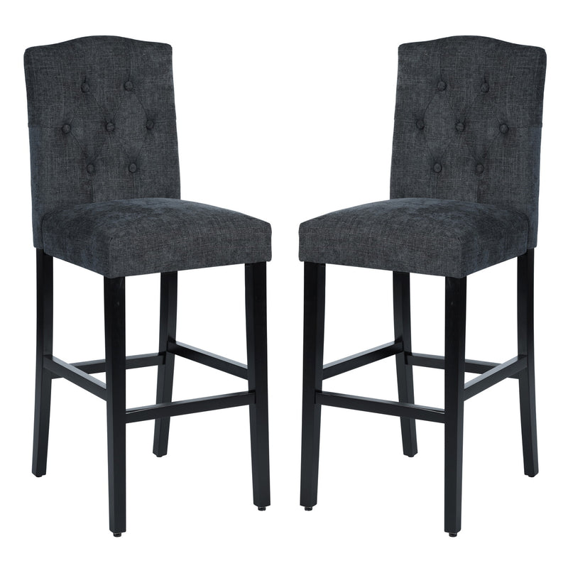 LUNON Set of 2 Wooden Fabric Barstool 30.7'' Height