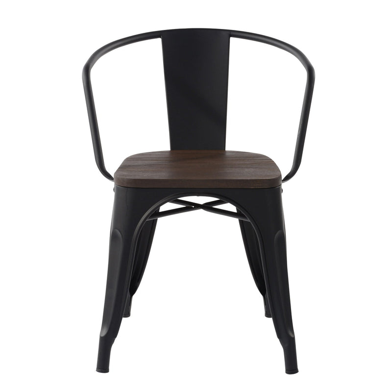 MOSAN Industrial Metal Dining Chairs with Solid Wood Seat