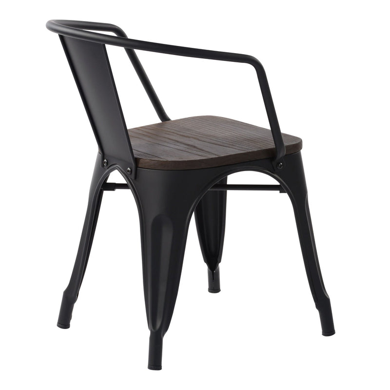 MOSAN Industrial Metal Dining Chairs with Solid Wood Seat