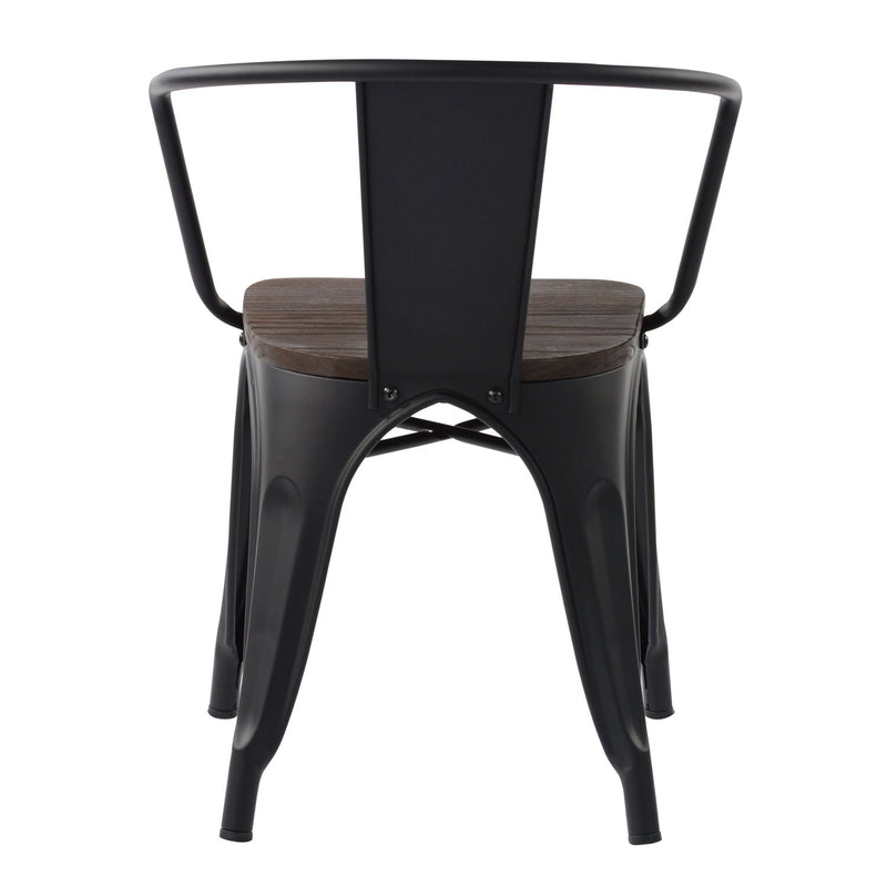 MOSAN Industrial Metal Dining Chairs with Solid Wood Seat