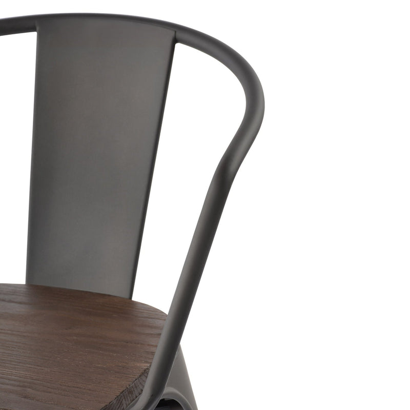 MOSAN Industrial Metal Dining Chairs with Solid Wood Seat