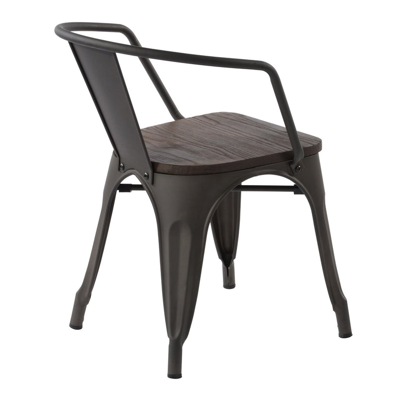 MOSAN Industrial Metal Dining Chairs with Solid Wood Seat