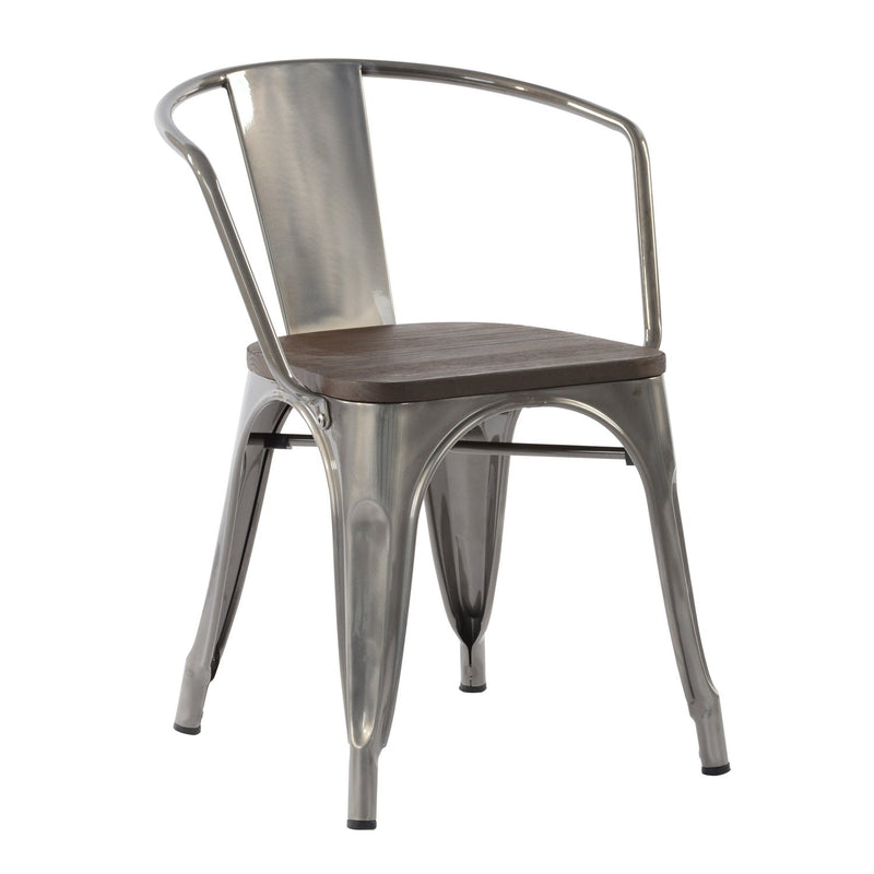 MOSAN Industrial Metal Dining Chairs with Solid Wood Seat
