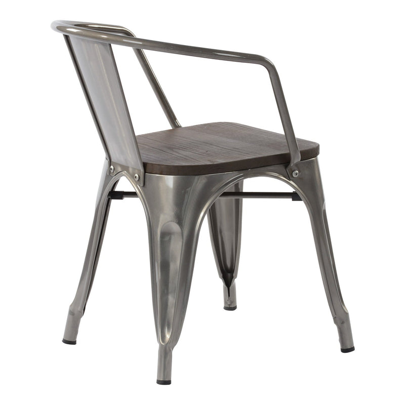 MOSAN Industrial Metal Dining Chairs with Solid Wood Seat