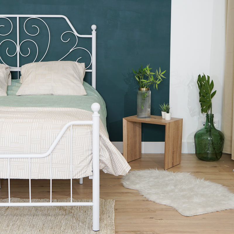 MUDIAY Modern White Metal Bed