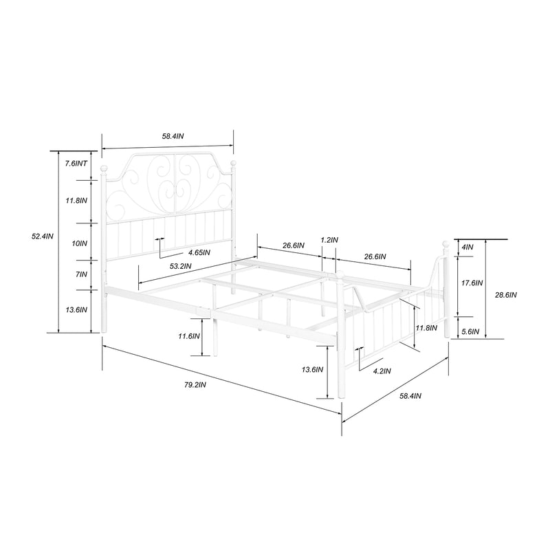 MUDIAY Modern White Metal Bed