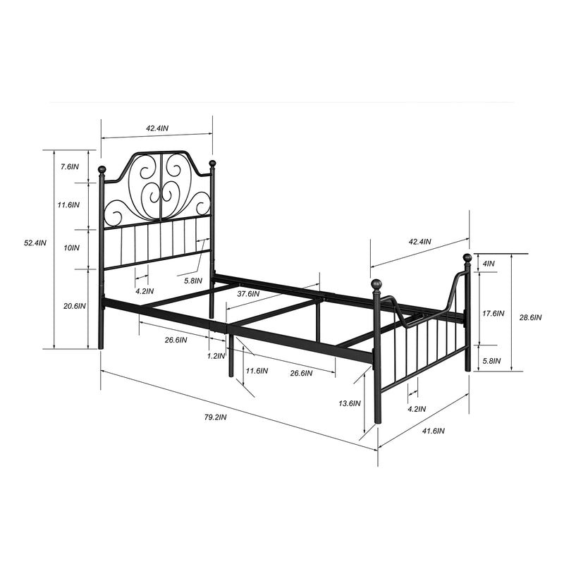 MUDIAY Modern Metal Bed Frame