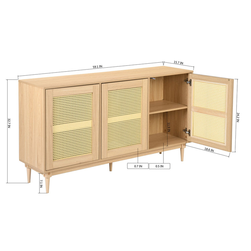 59.1' Wide Solid Wood Sideboard