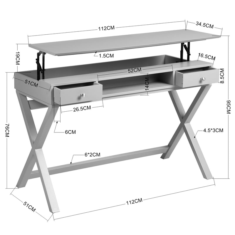 PARCA 44.1" Wide Height Adjustable Writing Desk
