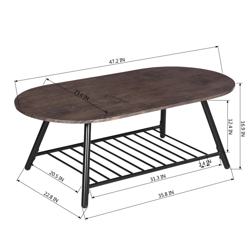 RIXO TABLE HM Tray Table with Storage Shelf Metal Base End Table