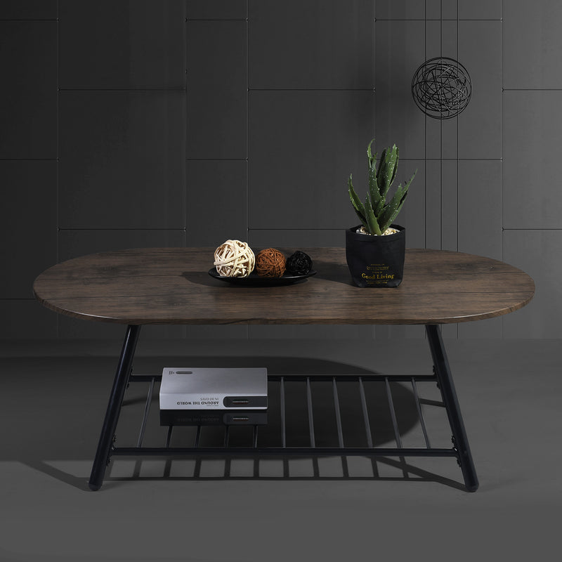 RIXO TABLE HM Tray Table with Storage Shelf Metal Base End Table