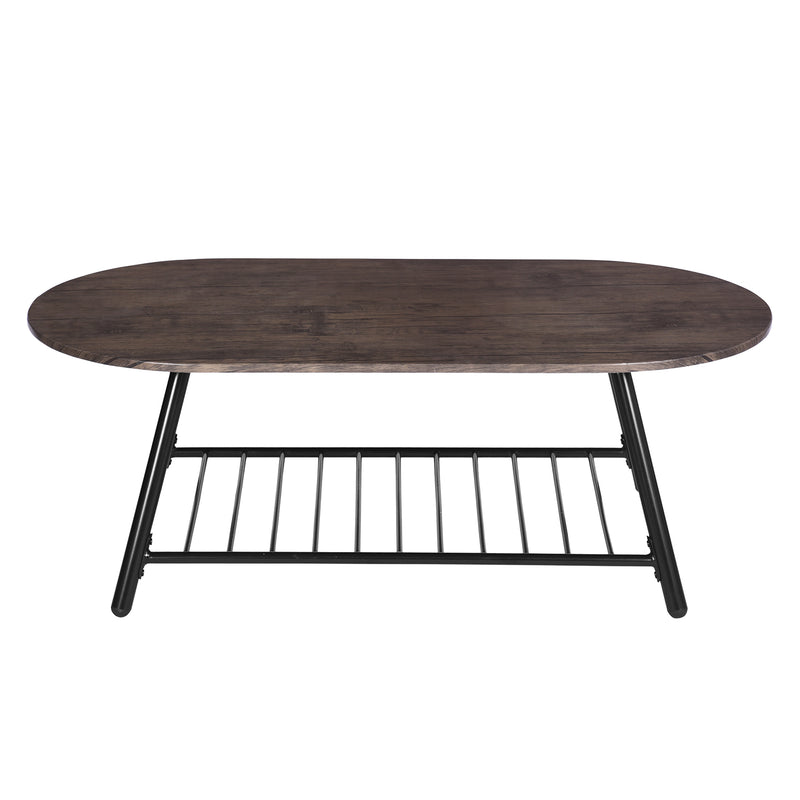 RIXO TABLE HM Tray Table with Storage Shelf Metal Base End Table