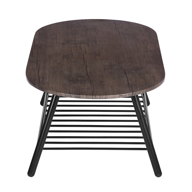 RIXO TABLE HM Tray Table with Storage Shelf Metal Base End Table