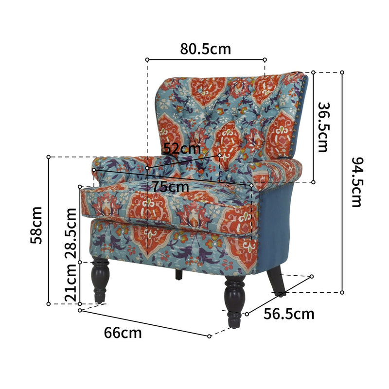 ROGERS Upholstered Wingback chair 33" Wide