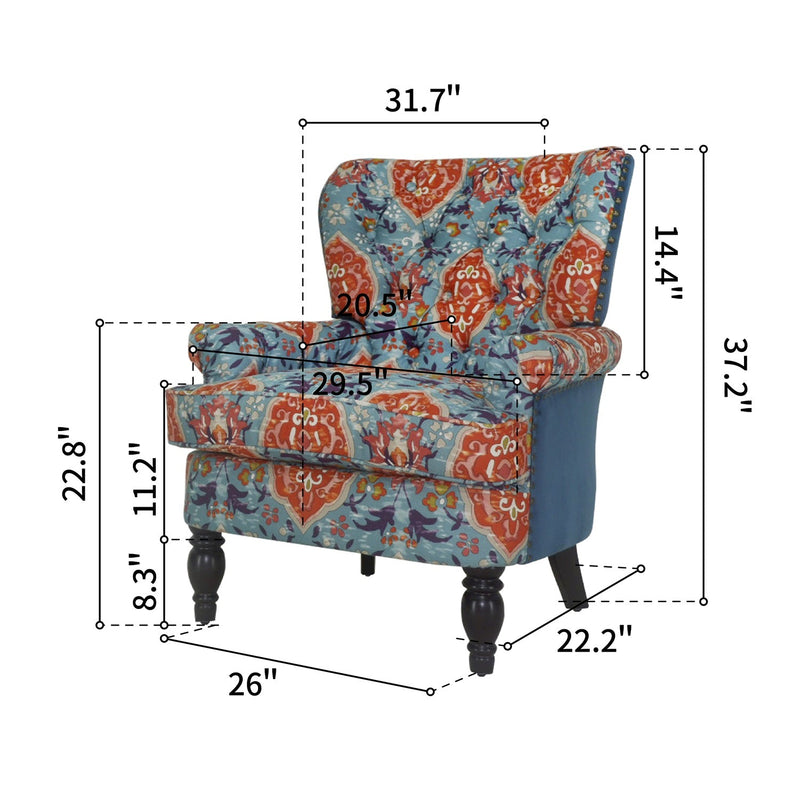 ROGERS Upholstered Wingback chair 33" Wide