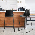28" Counter Bar Stools Set of 2 with Back and Footrest, Faux leather Upholstered, Gray
