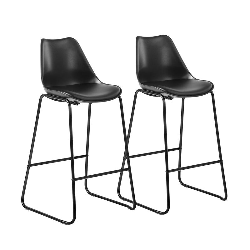 28" Counter Bar Stools Set of 2 with Back and Footrest, Faux leather Upholstered, Gray