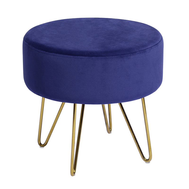 Ottoman Stool with Metal Legs for Living Room Bedroom, Blue