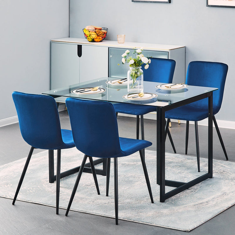 Modren Dining Chairs Set of 4, Dining Room Set Velvet Seat and Back with Metal Legs for Dining Room