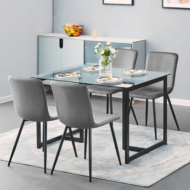 Modren Dining Chairs Set of 4, Dining Room Set Velvet Seat and Back with Metal Legs for Dining Room