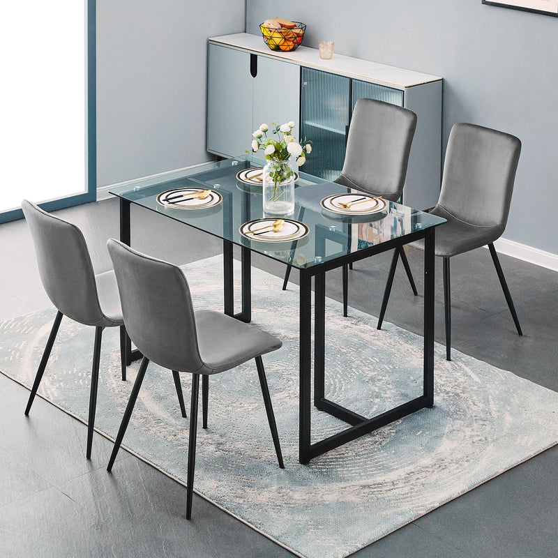 Modren Dining Chairs Set of 4, Dining Room Set Velvet Seat and Back with Metal Legs for Dining Room