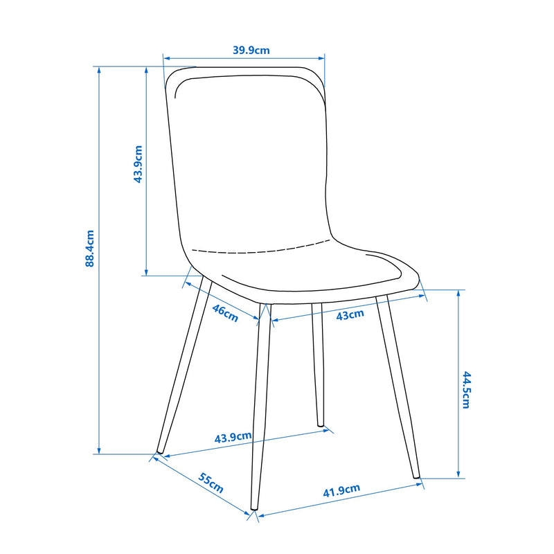 Modren Dining Chairs Set of 4, Dining Room Set Velvet Seat and Back with Metal Legs for Dining Room