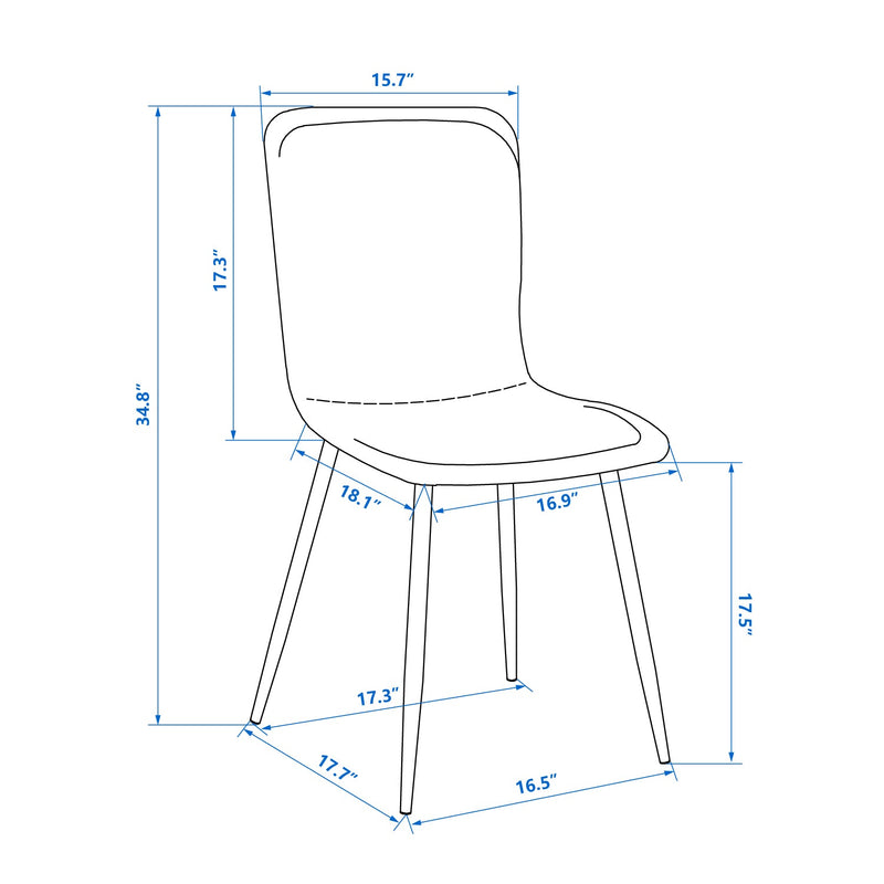 Modren Dining Chairs Set of 4, Dining Room Set Velvet Seat and Back with Metal Legs for Dining Room