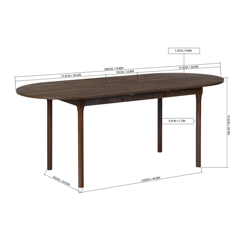 STOGER 63''-78.7'' Extendable Dinning Table for 4-6, with Solid Wood Legs